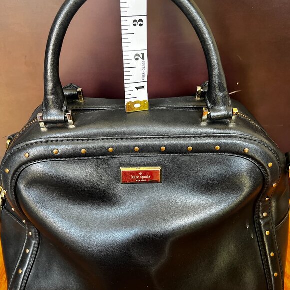 Black Leather Kate Spade Helena Studded Satchel - Missing crossbody strap. - Picture 13 of 16